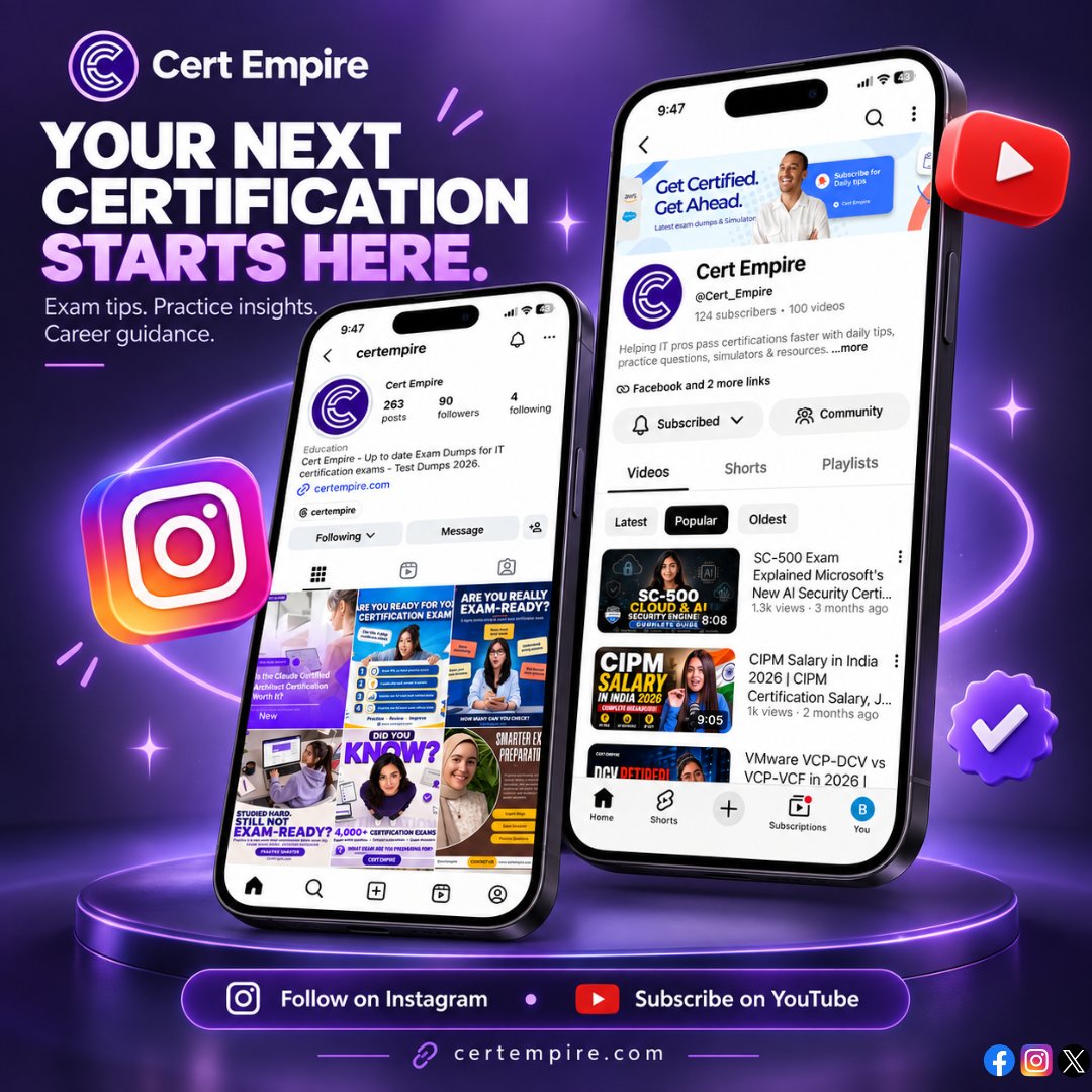 Cert Empire on X: "? Your next IT certification starts HERE!  Daily tips + practice insights to help you pass faster.   Drop “CERT” if you’re prepping any exam Which one are you targeting?   Follow @CertEmpire    #ITCertification #ExamTips #CertEmpire" / X